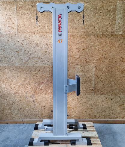 Panatta double cable pulley tower, triceps tower from above, 1x with hip pad, 50kg and 80kg weight block, triceps pulley tower - used - tested condition