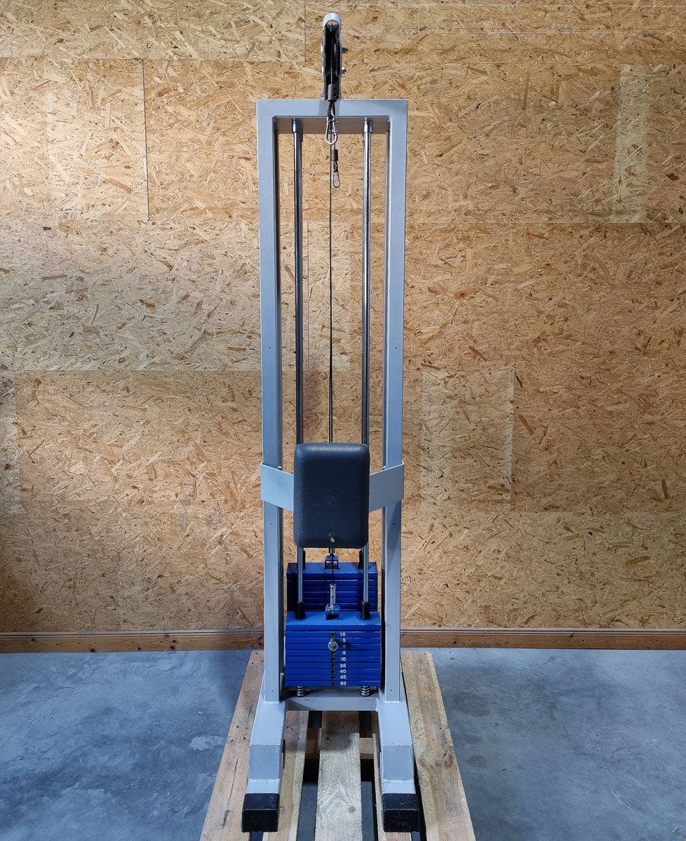 Panatta double cable pulley tower, triceps tower from above, 1x with hip pad, 50kg and 80kg weight block, triceps pulley tower - used - tested condition