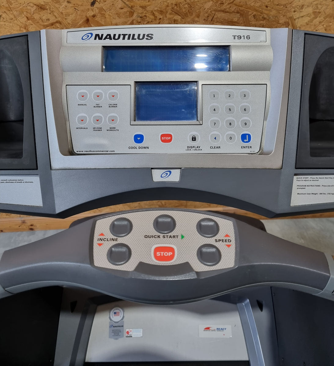 Nautilus T916 treadmill, LED console, used - refurbished condition