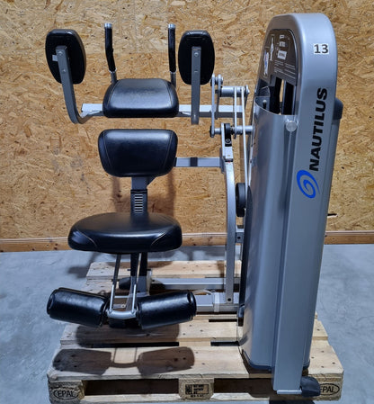 Nautilus Nitro EVO Abdominal Crunch, abdominal muscle machine, abdominal flexor Abs, frame color silver, upholstery color black, used - refurbished condition