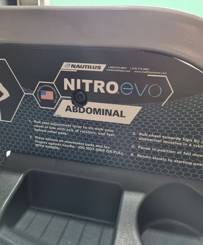 Nautilus Nitro EVO Abdominal Crunch, abdominal muscle machine, abdominal flexor Abs, frame color silver, upholstery color black, used - refurbished condition