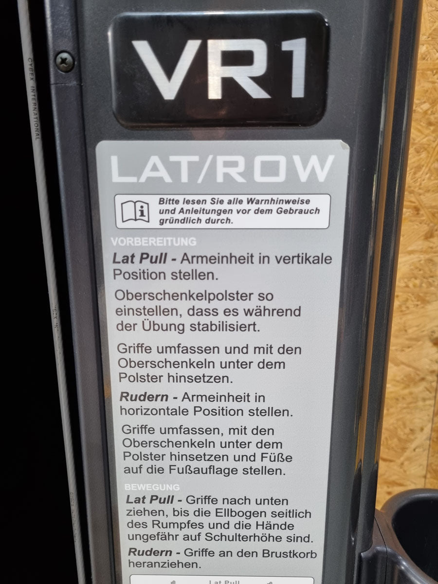 Cybex VR1 Lat-Row lat pulldown and rowing machine - 2 in 1 combination machine - rotating handles, anthracite frame, used - refurbished condition