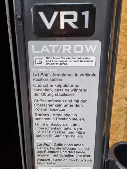 Cybex VR1 Lat-Row lat pulldown and rowing machine - 2 in 1 combination machine - rotating handles, anthracite frame, used - refurbished condition