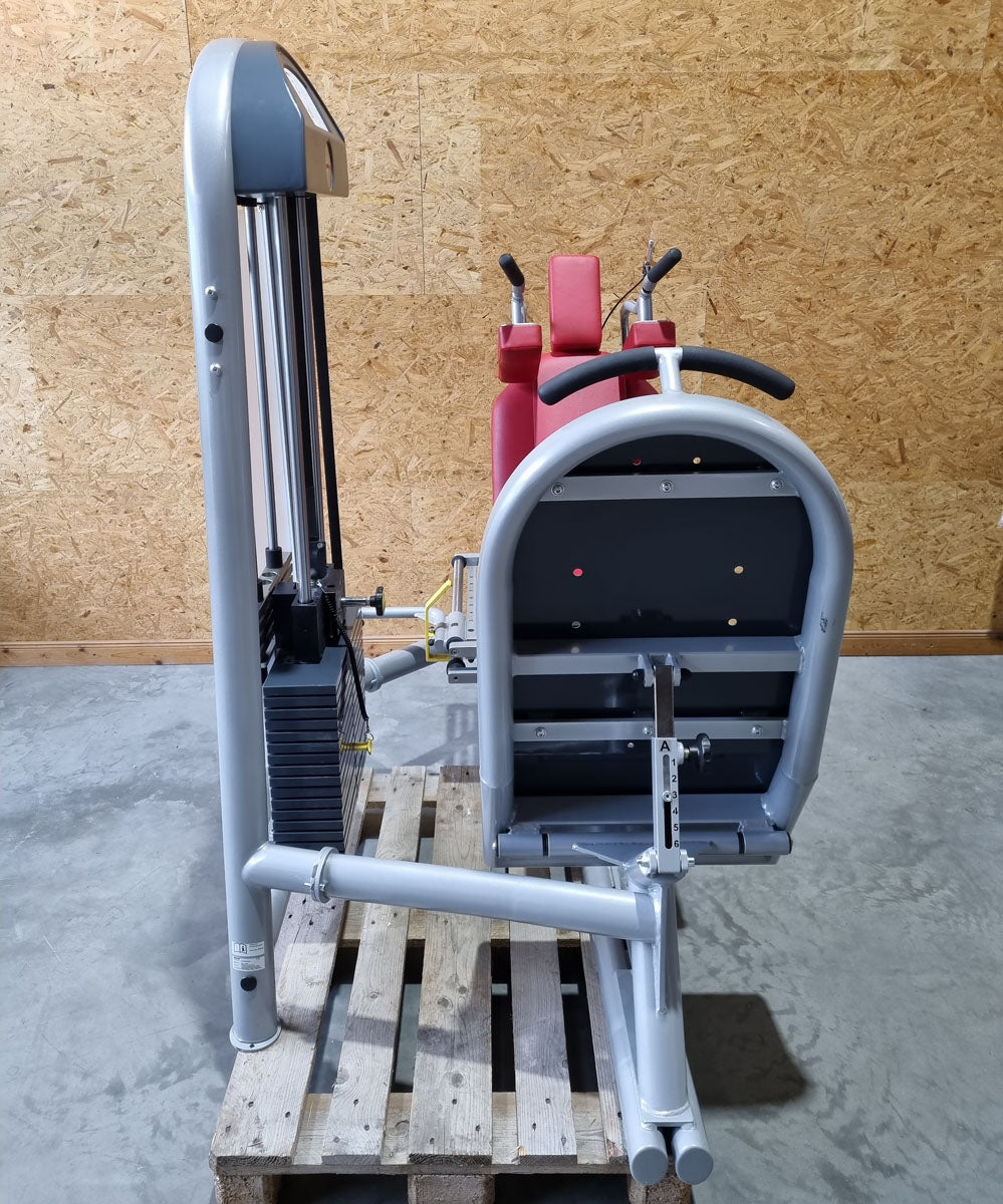 Proxomed Funktionsstemme Compass 530, Beinpresse verstellbar, MPG, Reha, Rahmenfarbe Silber, Polsterfarbe Rot, gebraucht - überholter Zustand
