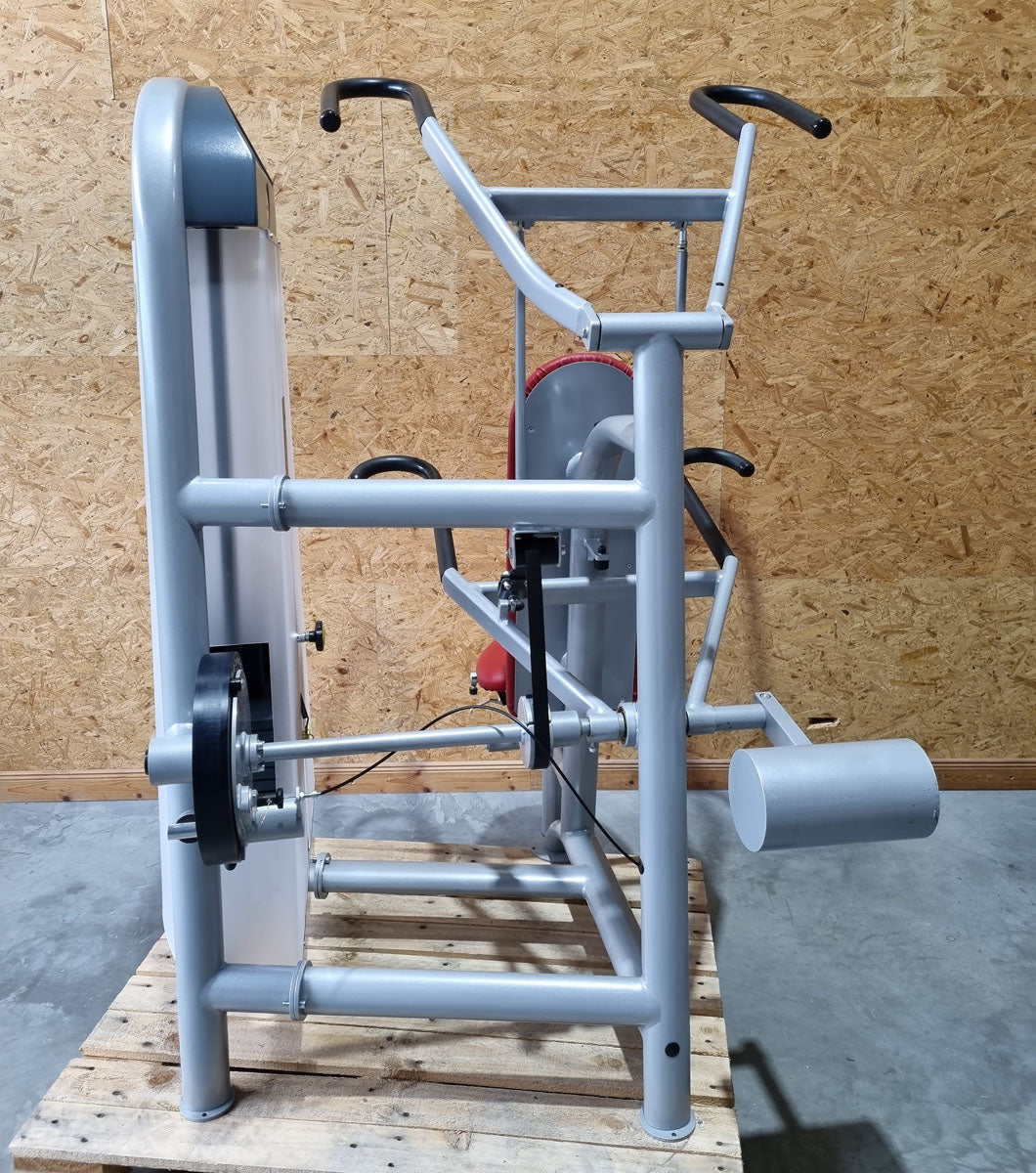 Proxomed shoulder blade fixator support press combo, Compass 530, lat pulldown and dip 2-in-1 combo machine, MPG, rehab, frame color silver, upholstery color red, used - refurbished condition