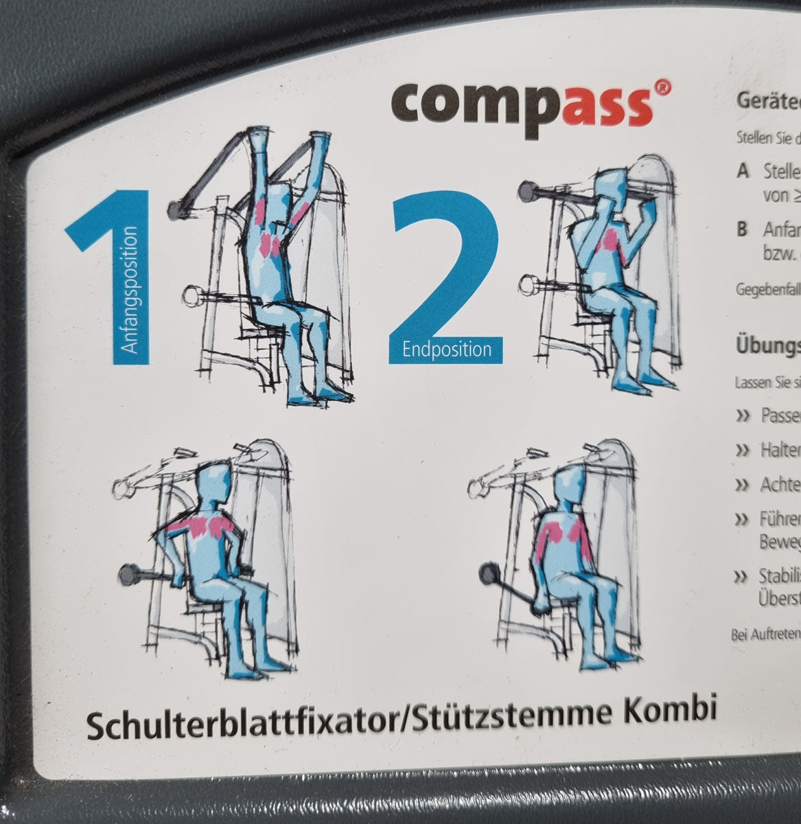 Proxomed shoulder blade fixator support press combo, Compass 530, lat pulldown and dip 2-in-1 combo machine, MPG, rehab, frame color silver, upholstery color red, used - refurbished condition