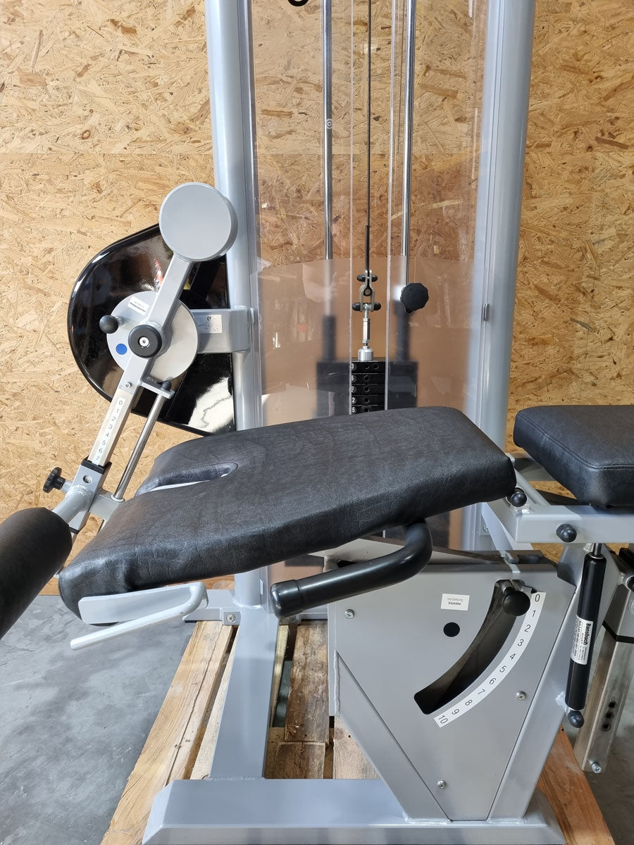 Physio&Sports Beinstrecker und Beinbeuger liegend Kombi, Pro Line, 2 in 1 Kombigerät, MPG, Reha, Silber, gebraucht - überholter Zustand
