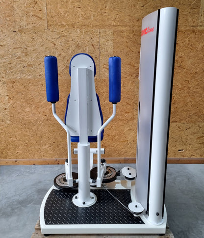 Pego Sport NordicLine Butterfly und Butterfly Reverse - 2 in 1 Kombimaschine, Butterfly - Press Back Kombi, Fly and Rear Delt, Rahmenfarbe Weiß, Polsterfarbe Blau, gebraucht - überholter Zustand