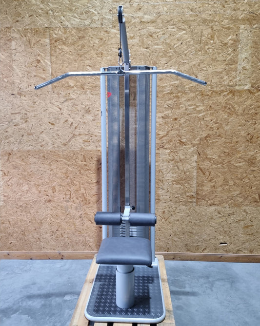 Dynamed vertical pull-down machine with seat, lat pull-down from above, pull-down, Stolzenberg, frame color silver, used - overhauled condition