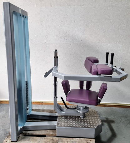 SVG Rumpfrotator - Rotationsmaschine - seitliche Bauchmuskeln, Rahmenfarbe Silber, Polsterfarbe Lila,  gebraucht - überholter Zustand