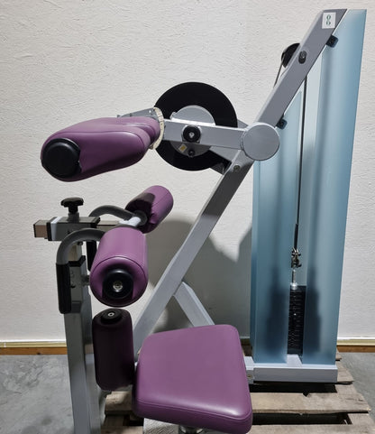SVG HWS-Trainer, Hals und Nacken Trainingsmaschine, Halswirbelbsäule Kräftigung, Reha Line, Rahmenfarbe Silber, Polsterfarbe Lila, gebrauchter - überholter Zustand