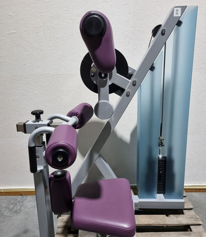 SVG HWS-Trainer, Hals und Nacken Trainingsmaschine, Halswirbelbsäule Kräftigung, Reha Line, Rahmenfarbe Silber, Polsterfarbe Lila, gebrauchter - überholter Zustand