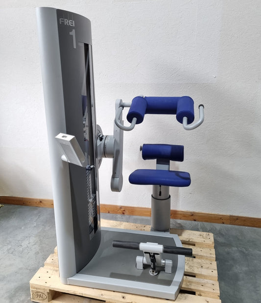 Frei Genius Eco Bauchtrainer Abdominal, Bauchmuskelmaschine, Abs Crunch, Rahmenfarbe Silber, gebraucht - überholter Zustand