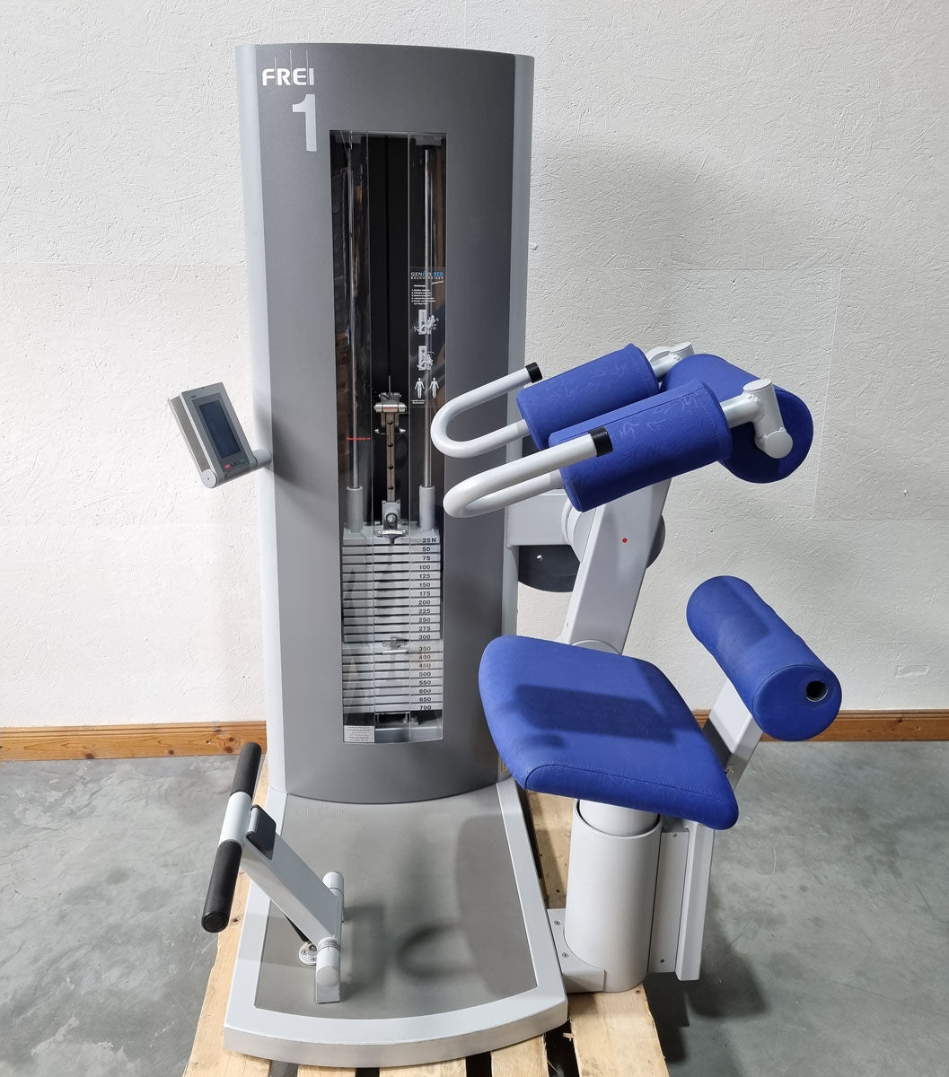 Frei Genius Eco Bauchtrainer Abdominal, Bauchmuskelmaschine, Abs Crunch, Rahmenfarbe Silber, gebraucht - überholter Zustand