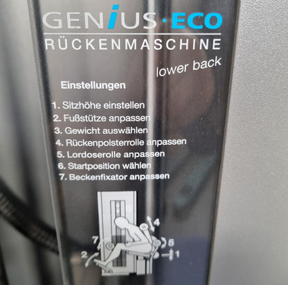Frei Genius Eco back extension machine, hyperextension, lower back machine, frame color silver, used - refurbished condition