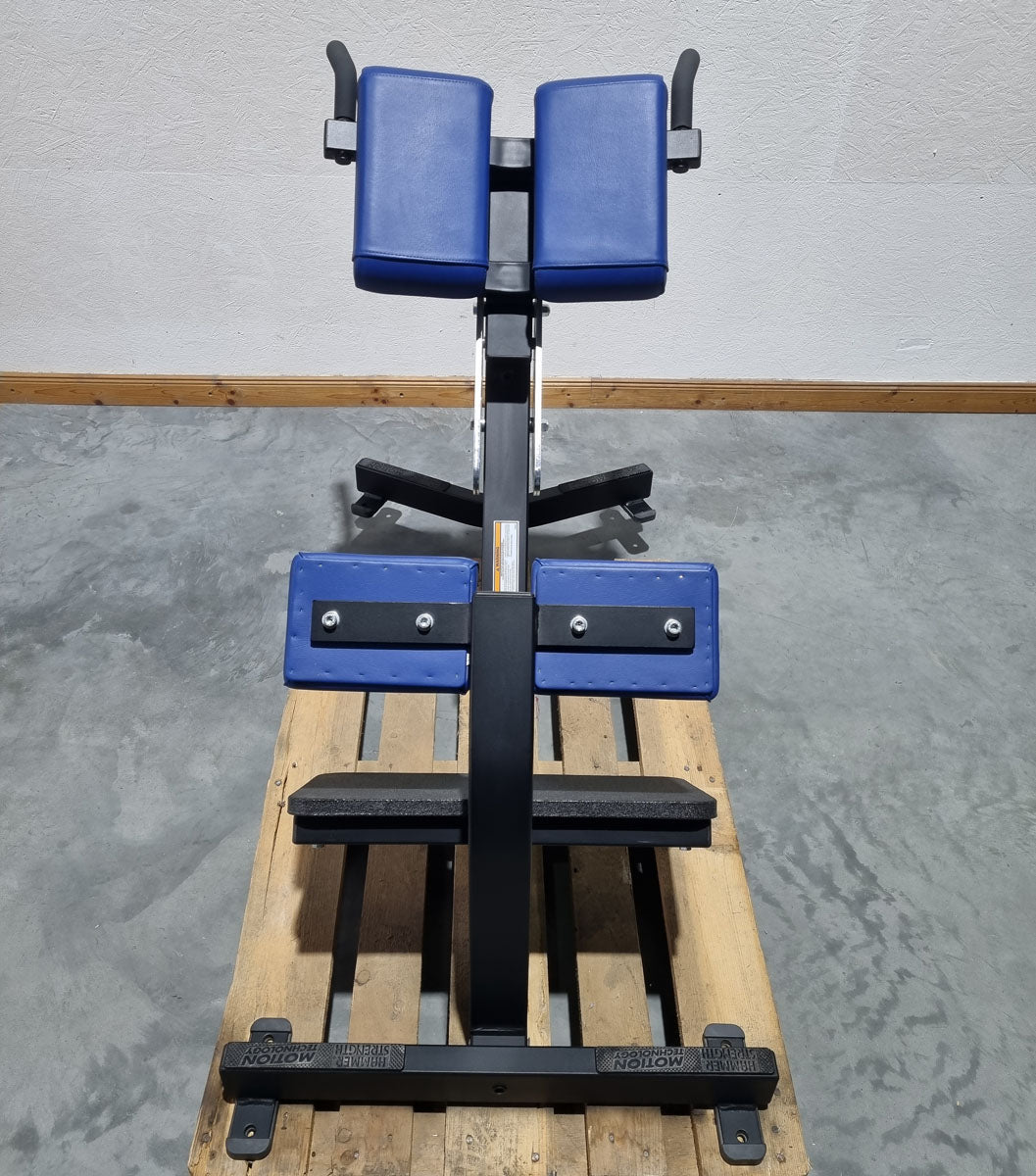 Hammer Strength Hyperextension 45° Back Extension Bench Adjustable, Back Extension BW-BE, Frame Color Black, Upholstery Color Blue, Used - Refurbished Condition