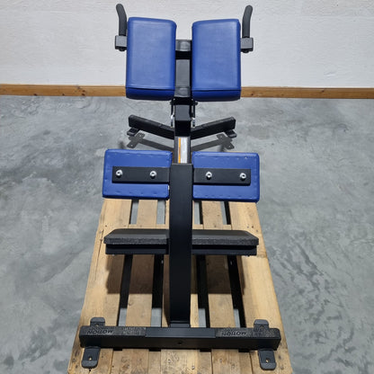Hammer Strength Hyperextension 45° Back Extension Bench Adjustable, Back Extension BW-BE, Frame Color Black, Upholstery Color Blue, Used - Refurbished Condition