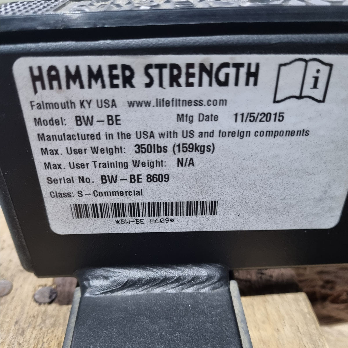 Hammer Strength Hyperextension 45° Back Extension Bench Adjustable, Back Extension BW-BE, Frame Color Black, Upholstery Color Blue, Used - Refurbished Condition
