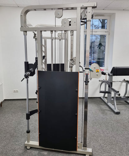 DankSport Enger Doppel Kabelzug höhenverstellbar und Multipresse geführt - 2 in 1 Kombigerät - Dual adjustable Cable Pulley and Smith Machine - 2x 100kg Gewichtsblöcke - Silber - NEU