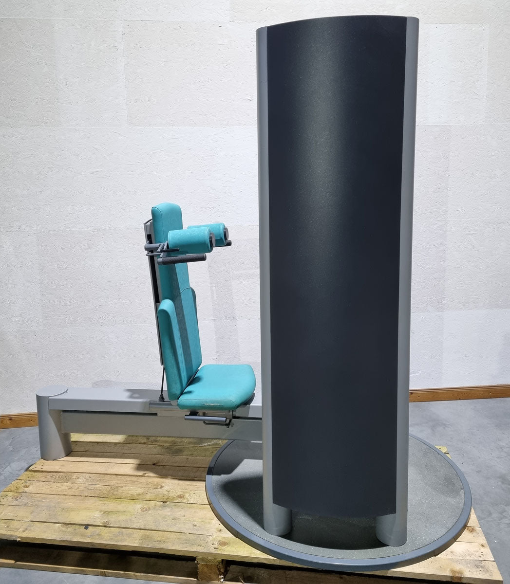 Frei Genius Funktionsstemme - verstellbare Beinpresse, Rahmenfarbe Silber, Polsterfarbe Türkis, gebraucht - überholter Zustand