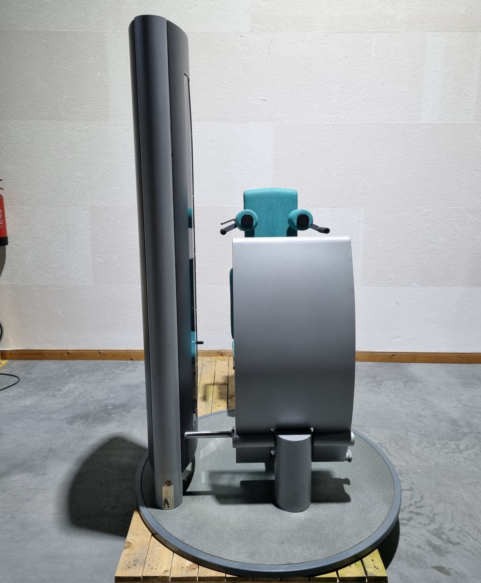 Frei Genius Funktionsstemme - verstellbare Beinpresse, Rahmenfarbe Silber, Polsterfarbe Türkis, gebraucht - überholter Zustand
