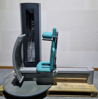 Frei Genius Funktionsstemme - verstellbare Beinpresse, Rahmenfarbe Silber, Polsterfarbe Türkis, gebraucht - überholter Zustand