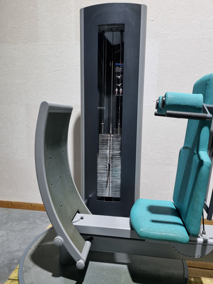 Frei Genius Funktionsstemme - verstellbare Beinpresse, Rahmenfarbe Silber, Polsterfarbe Türkis, gebraucht - überholter Zustand