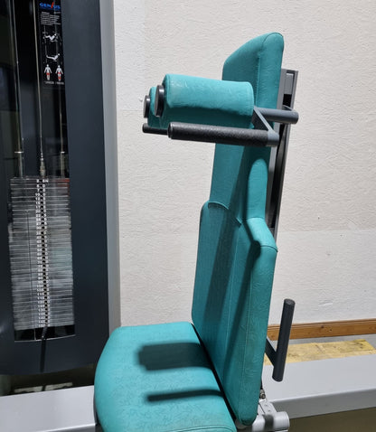 Frei Genius Funktionsstemme - verstellbare Beinpresse, Rahmenfarbe Silber, Polsterfarbe Türkis, gebraucht - überholter Zustand