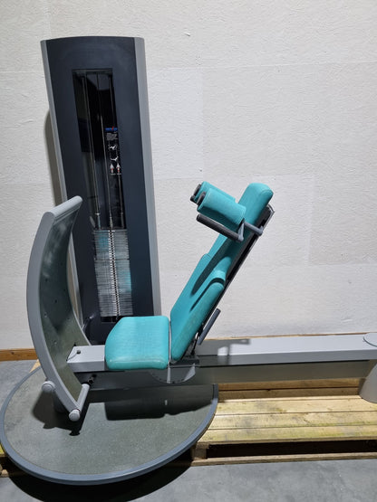 Frei Genius Funktionsstemme - verstellbare Beinpresse, Rahmenfarbe Silber, Polsterfarbe Türkis, gebraucht - überholter Zustand