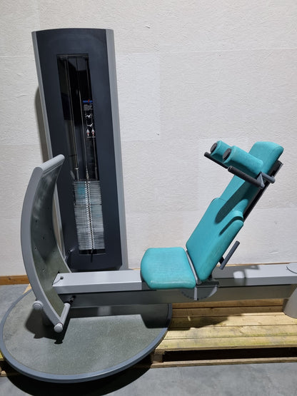 Frei Genius Funktionsstemme - verstellbare Beinpresse, Rahmenfarbe Silber, Polsterfarbe Türkis, gebraucht - überholter Zustand