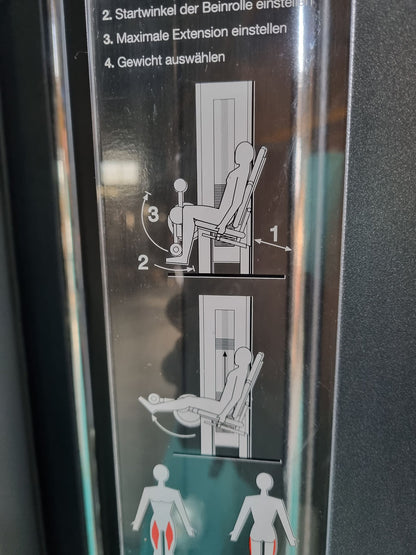 Frei Genius Beinstrecker verstellbar, Kniestrecker, Leg Extension, Rahmenfarbe Silber, gebraucht - überholter Zustand
