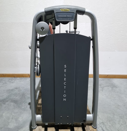 TechnoGym Schulterpresse, Shoulder Press, Selection Line - Rahmen Silber, Polster Braun, gebraucht - überholter Zustand