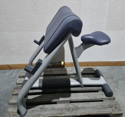 TechnoGym Scottcurl Bench, Scott bench, biceps training bench, color silver, upholstery blue, used