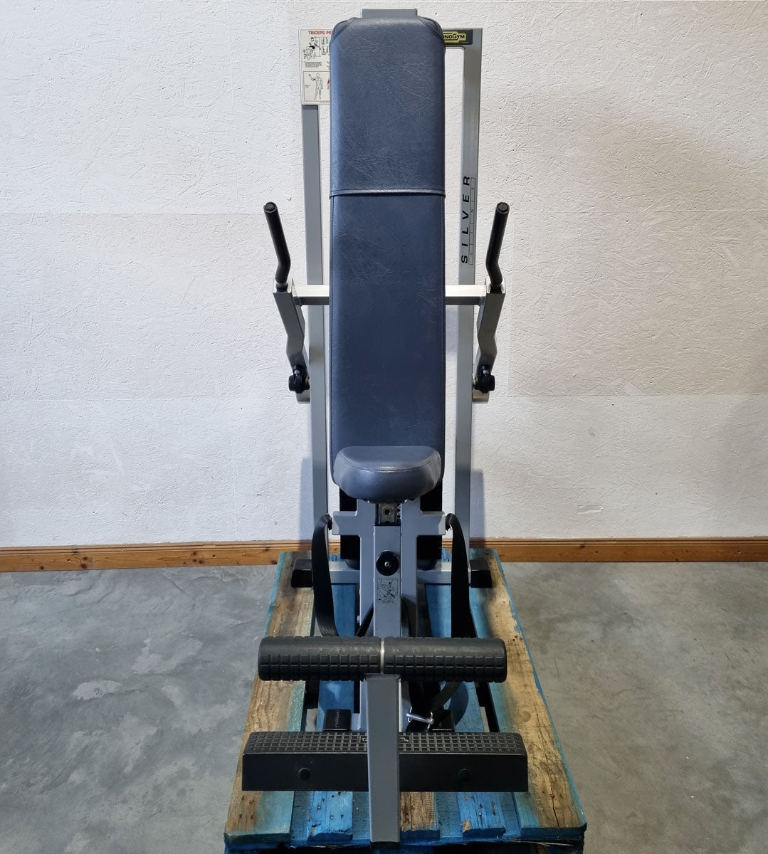 Technogym seated dip, triceps machine, support press, arm extension, frame color silver, Silverline, used - refurbished condition