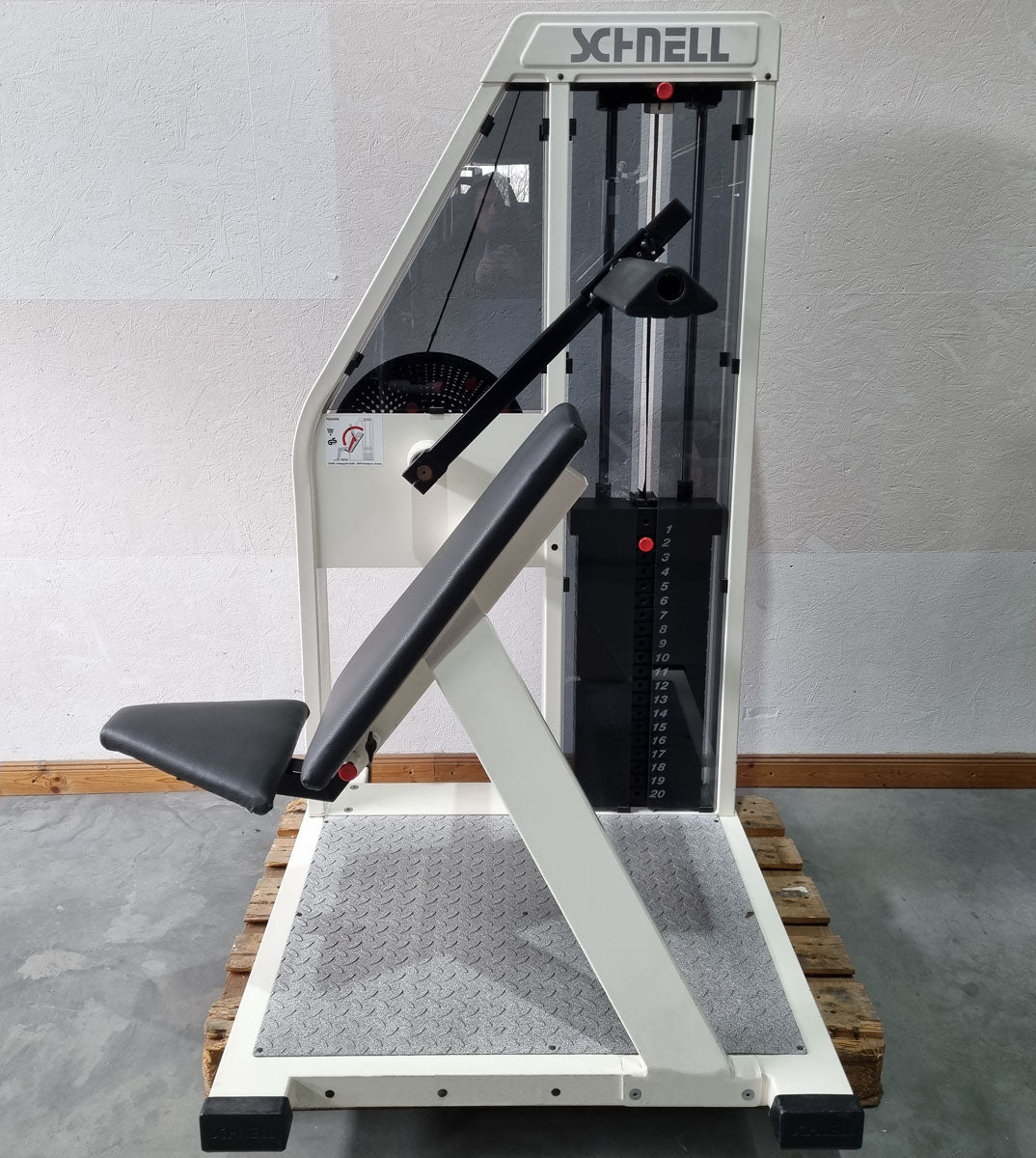 Quick pullover machine, arm lifting machine, pull-ups - Target Kompakt Line - Oldschool Bodybuilding, frame color white, used - refurbished condition