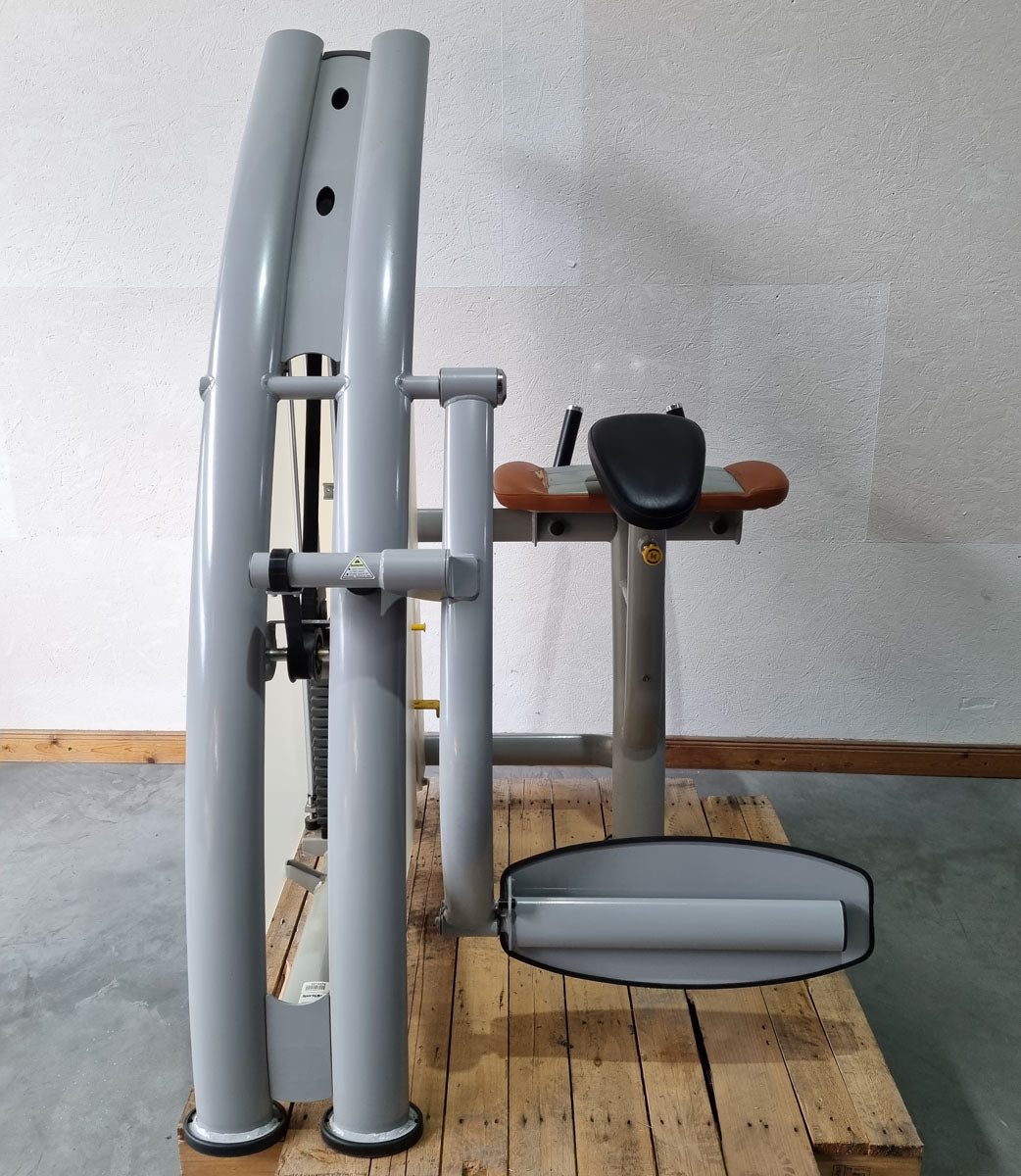 SportsArt Gluteus Maschine S955 A955 N955 Pomaschine stehend, Glutes Kick Radial, Rahmenfarbe Silber, Polsterfarbe Orange/Grau, gebraucht - überholter Zustand