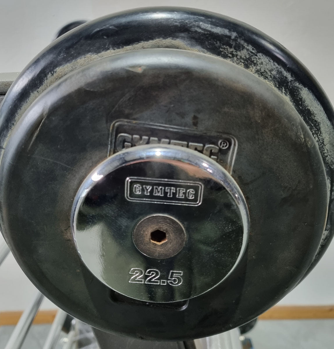 Barbell compact set 12.5 kg to 35 kg in 2.5 kg increments, 10 pieces in total, similar to SZ barbells, including stand from Gymleco, stand color silver, used