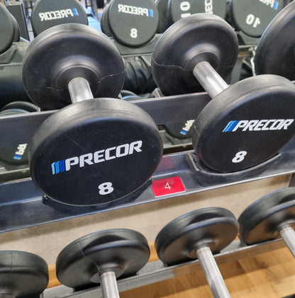 Precor Kurzhantel Satz aus PU Polyurethan Gummiert, 2 bis 30kg, verschiedene Stufen, erst 3 Jahre alt, Schwarz, gebraucht - guter Zustand