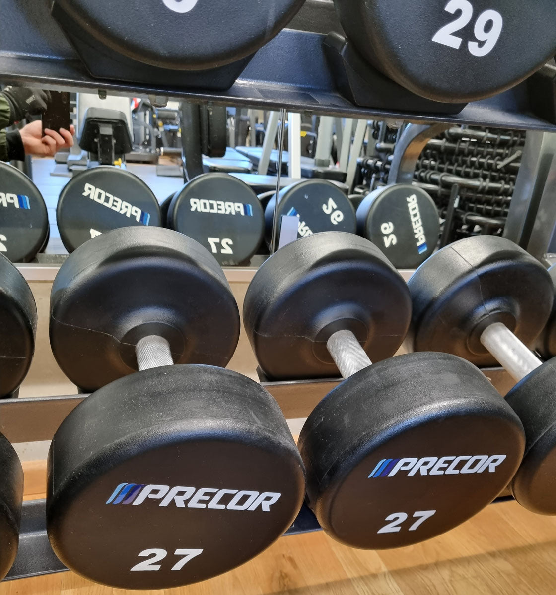 Precor Kurzhantel Satz aus PU Polyurethan Gummiert, 2 bis 30kg, verschiedene Stufen, erst 3 Jahre alt, Schwarz, gebraucht - guter Zustand