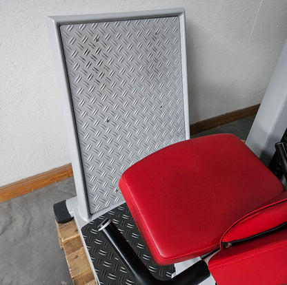 Dr. Wolff Beinpresse 806 Variante XS - extra platzsparend gebaut, ähnlich Funktionsstemme, Gerät aus Präventions-Park, Rahmenfarbe Silber, gebrauchter - überholter Zustand