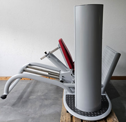 Dr. Wolff Beinpresse 806 Variante XS - extra platzsparend gebaut, ähnlich Funktionsstemme, Gerät aus Präventions-Park, Rahmenfarbe Silber, gebrauchter - überholter Zustand