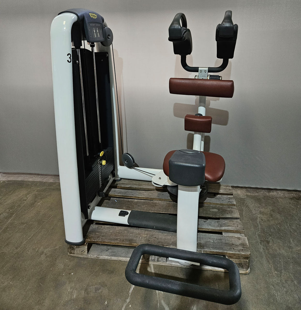 Technogym rotation machine, Rotary Torso, Twister, Selection Line, frame color white, upholstery color brown, used - refurbished condition