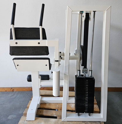Gym80 Bauchmaschine, Klappmesser, Abdominal Crunch, Oldschool Bodybuilding Kraftgerät - Edition oder Classic Line, Rahmenfarbe Weiß, gebraucht mit Gebrauchsspuren