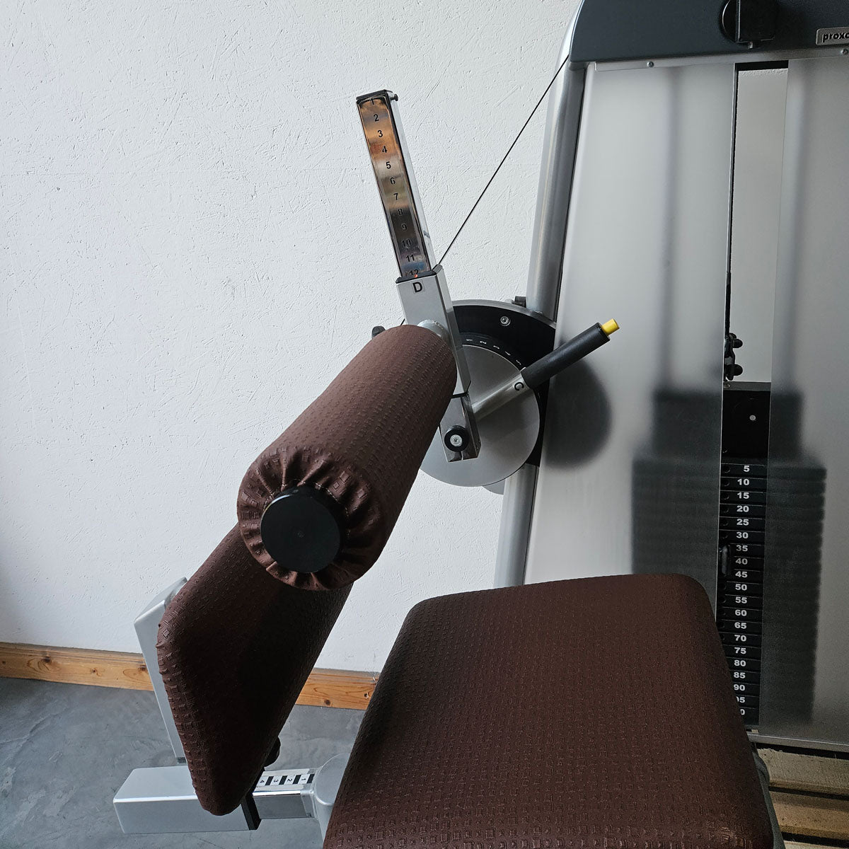 Proxowell bzw Proxomed Rückenflexion, Bauchmaschine, Rückenbeuger, Abdominal Crunch, 100kg Gewichtsblock, Compass bzw C-Well Serie, Rahmenfarbe Silber, gebraucht - überholter Zustand