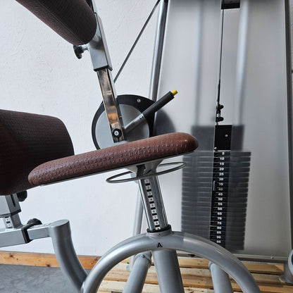 Proxowell bzw Proxomed Rückenflexion, Bauchmaschine, Rückenbeuger, Abdominal Crunch, 100kg Gewichtsblock, Compass bzw C-Well Serie, Rahmenfarbe Silber, gebraucht - überholter Zustand