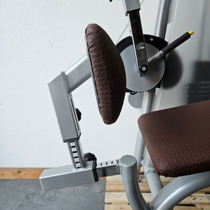 Proxowell bzw Proxomed Rückenflexion, Bauchmaschine, Rückenbeuger, Abdominal Crunch, 100kg Gewichtsblock, Compass bzw C-Well Serie, Rahmenfarbe Silber, gebraucht - überholter Zustand