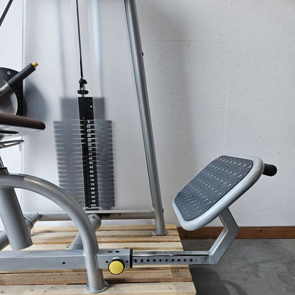 Proxowell bzw Proxomed Rückenflexion, Bauchmaschine, Rückenbeuger, Abdominal Crunch, 100kg Gewichtsblock, Compass bzw C-Well Serie, Rahmenfarbe Silber, gebraucht - überholter Zustand