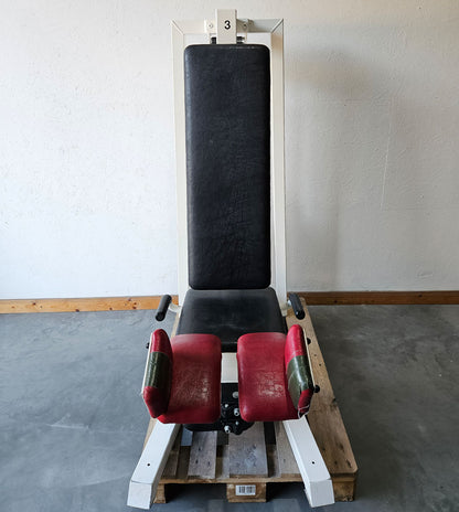 Gym80 Abduktorenmaschine, Hip Abductor, sitzend,  Oldschool Bodybuilding Kraftgerät - Edition oder Classic Line, Rahmenfarbe Weiß, gebraucht mit Gebrauchsspuren