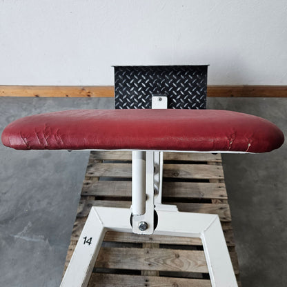 Gym80 Rückenstreckerbank, 45 Grad, Hyperextension, Rahmen Weiß, Polster Rot, gebraucht
