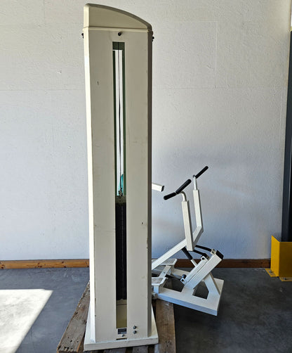 Multi-Form Galaxy, rowing with chest support, row, lat row, frame color white, used with signs of wear